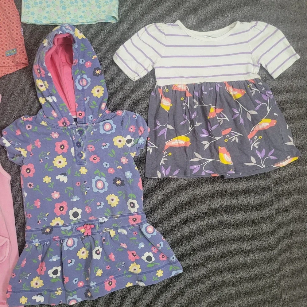 Gap Puma Old Navy 12-24M Dress Top Bundle Toddler Girl 5pc Floral Pink Purple
